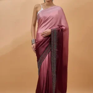 Self Design Bollywood Satin Saree (Maroon)