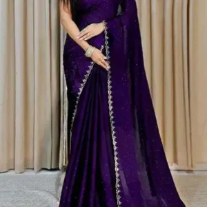 Embellished Bollywood Chiffon Saree (Purple)
