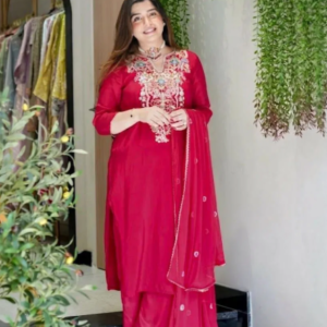 Viscose Shimmer Silk Embroidery Work Kurti Bottom With Dupatta